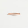 A think, polished rose gold wedding ring.